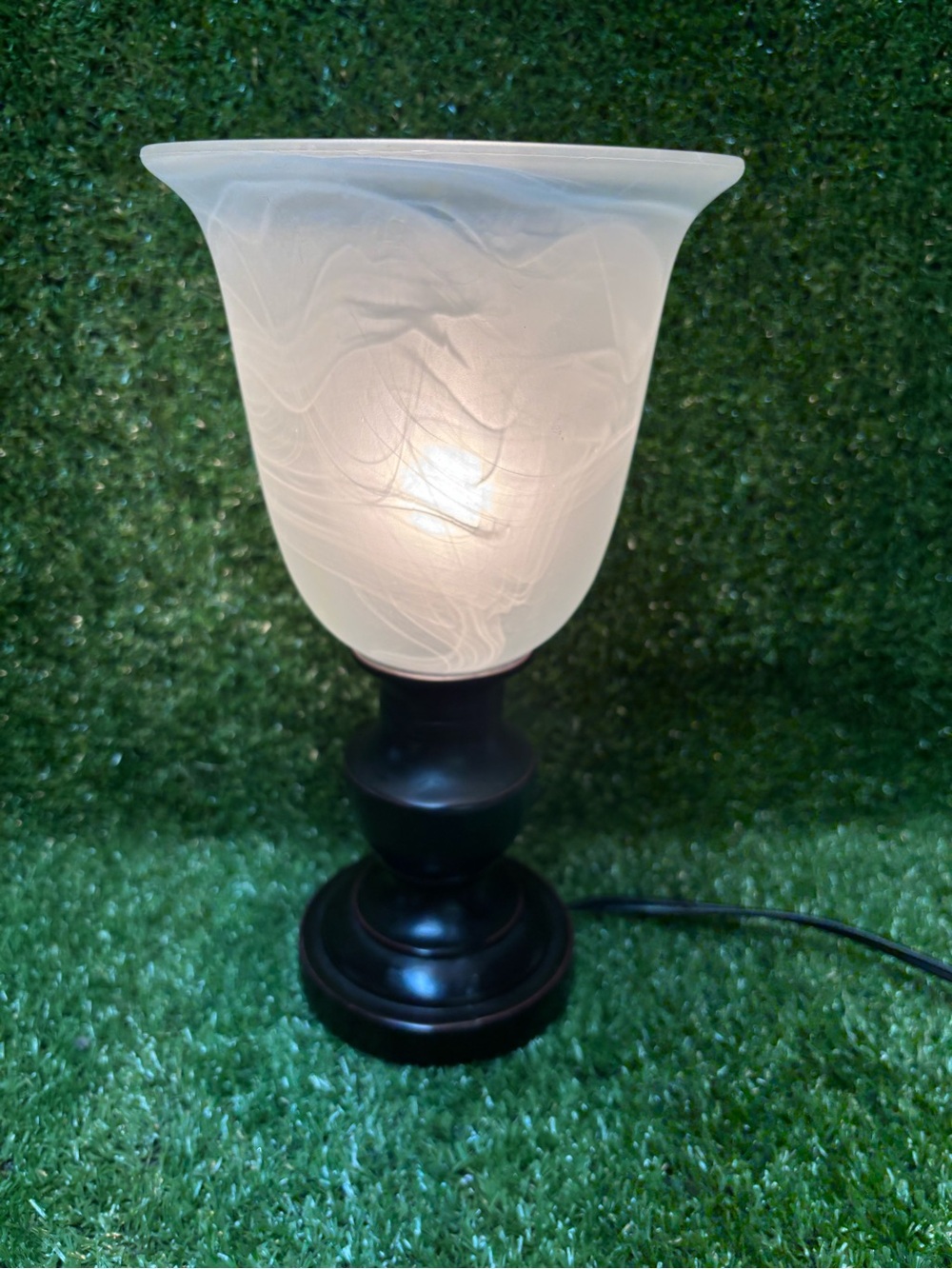 Elegant White Frosted Glass Table Lamp with Black Base - Home Accents